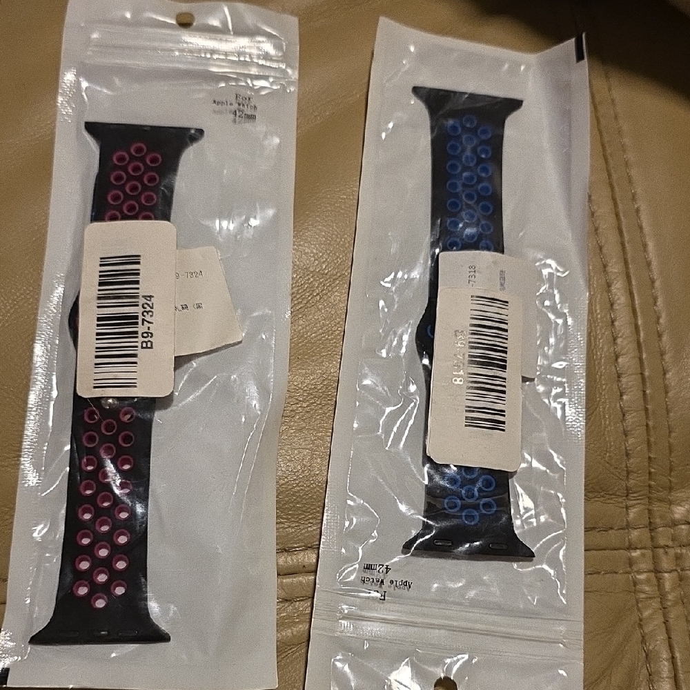 Apple Watch Bands - Black with Pink and Blue Accents